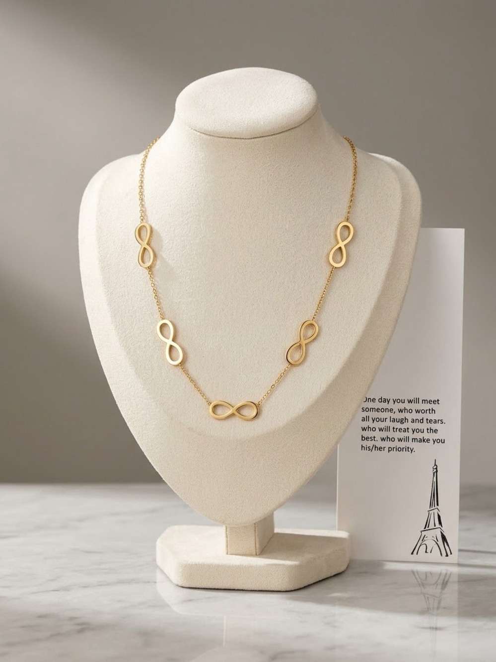 Gold plated Infinity Link Long Necklace - Elegant Women Jewelry